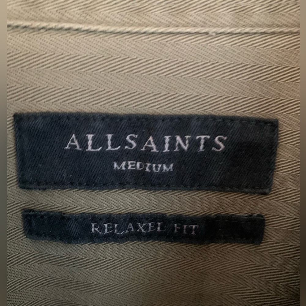 All Saints Men’s Cotton Shirt Jacket in Olive Size Medium - Picture 3 of 3